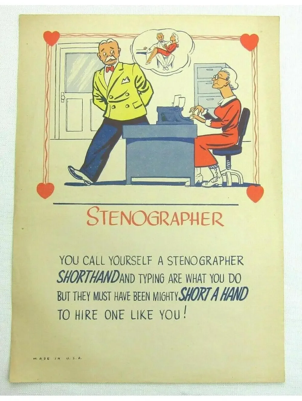 Vintage Vinegar Valentine Stenographer Penny Dreadful Sarcasm Insult Ephemera